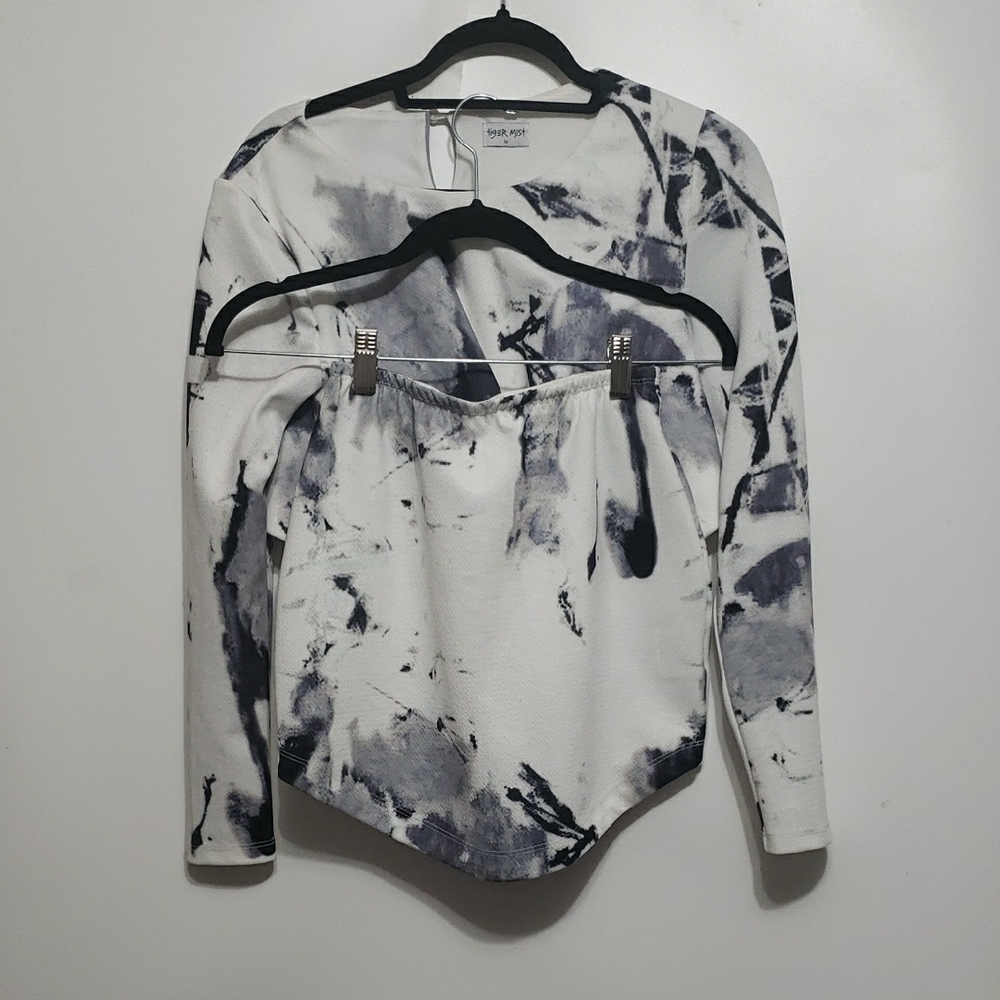 TIGER MIST Tie-Dye Long Sleeve Top& Mini‎ Skirt Set 2.pcs.
